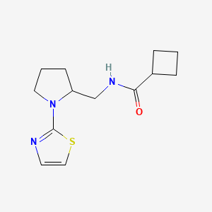 molecular formula C13H19N3OS B2411159 N-((1-(噻唑-2-基)吡咯烷-2-基)甲基)环丁烷甲酰胺 CAS No. 1795492-07-7