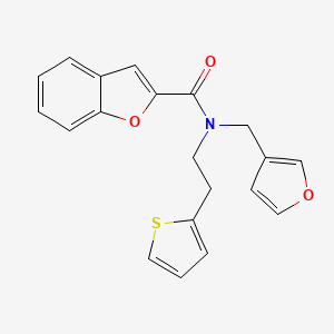 molecular formula C20H17NO3S B2411169 N-(呋喃-3-基甲基)-N-(2-(噻吩-2-基)乙基)苯并呋喃-2-甲酰胺 CAS No. 1421528-08-6