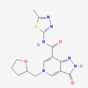 molecular formula C15H16N6O3S B2411186 N-(5-甲基-1,3,4-噻二唑-2-基)-3-氧代-5-(氧杂环-2-基甲基)-2H-吡唑并[4,3-c]吡啶-7-甲酰胺 CAS No. 1207004-25-8