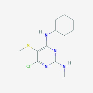 molecular formula C12H19ClN4S B2411191 N-[4-chloro-6-(cyclohexylamino)-5-(methylsulfanyl)-2-pyrimidinyl]-N-methylamine CAS No. 400074-34-2