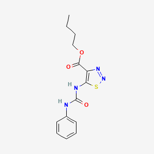 molecular formula C14H16N4O3S B2411197 Butyl 5-[(anilinocarbonyl)amino]-1,2,3-thiadiazole-4-carboxylate CAS No. 419539-60-9