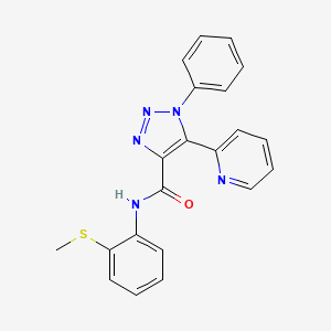 molecular formula C21H17N5OS B2411198 N-[2-(methylthio)phenyl]-1-phenyl-5-pyridin-2-yl-1H-1,2,3-triazole-4-carboxamide CAS No. 1396875-21-0