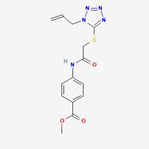 molecular formula C14H15N5O3S B2411206 4-(2-((1-烯丙基-1H-四唑-5-基)硫代)乙酰氨基)苯甲酸甲酯 CAS No. 397266-73-8