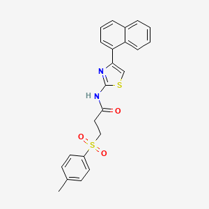 molecular formula C23H20N2O3S2 B2411214 N-(4-(naphthalen-1-yl)thiazol-2-yl)-3-tosylpropanamide CAS No. 895444-09-4