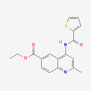 molecular formula C18H16N2O3S B2411222 2-甲基-4-(2-噻吩基羰基氨基)喹啉-6-羧酸乙酯 CAS No. 953854-26-7