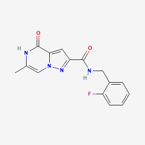 molecular formula C15H13FN4O2 B2411225 N-(2-氟苄基)-6-甲基-4-氧代-4,5-二氢吡唑并[1,5-a]哒嗪-2-甲酰胺 CAS No. 1775441-38-7