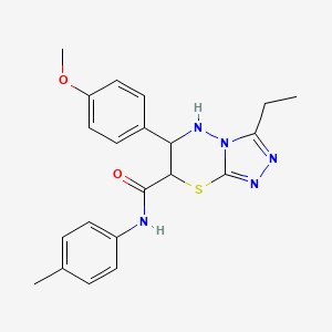molecular formula C21H23N5O2S B2411232 3-ethyl-6-(4-methoxyphenyl)-N-(4-methylphenyl)-6,7-dihydro-5H-[1,2,4]triazolo[3,4-b][1,3,4]thiadiazine-7-carboxamide CAS No. 891030-38-9