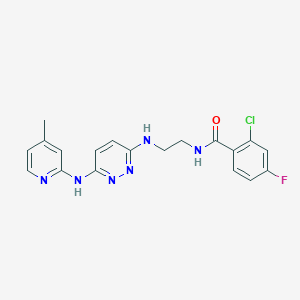 molecular formula C19H18ClFN6O B2411234 2-chloro-4-fluoro-N-(2-((6-((4-methylpyridin-2-yl)amino)pyridazin-3-yl)amino)ethyl)benzamide CAS No. 1021072-45-6