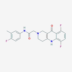 molecular formula C21H18F3N3O2 B2411235 2-(6,9-difluoro-10-oxo-3,4-dihydrobenzo[b][1,6]naphthyridin-2(1H,5H,10H)-yl)-N-(4-fluoro-3-methylphenyl)acetamide CAS No. 1251581-02-8