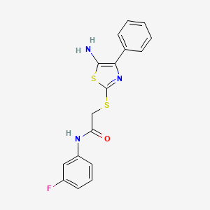 molecular formula C17H14FN3OS2 B2411242 2-((5-amino-4-phenylthiazol-2-yl)thio)-N-(3-fluorophenyl)acetamide CAS No. 1021065-94-0