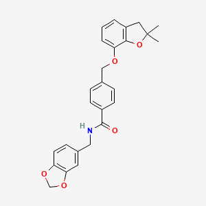 N-(benzo[d][1,3]dioxol-5-ylmethyl)-4-(((2,2-dimethyl-2,3-dihydrobenzofuran-7-yl)oxy)methyl)benzamide