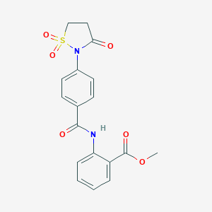 molecular formula C18H16N2O6S B241126 Methyl 2-{[4-(1,1-dioxido-3-oxo-2-isothiazolidinyl)benzoyl]amino}benzoate 