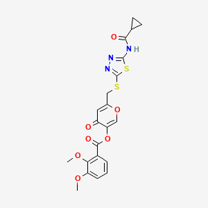 molecular formula C21H19N3O7S2 B2411260 6-(((5-(cyclopropanecarboxamido)-1,3,4-thiadiazol-2-yl)thio)methyl)-4-oxo-4H-pyran-3-yl 2,3-dimethoxybenzoate CAS No. 877650-99-2