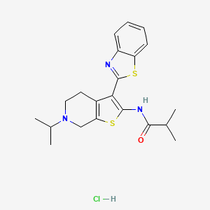 molecular formula C21H26ClN3OS2 B2411266 N-(3-(benzo[d]thiazol-2-yl)-6-isopropyl-4,5,6,7-tetrahydrothieno[2,3-c]pyridin-2-yl)isobutyramide hydrochloride CAS No. 1330380-79-4