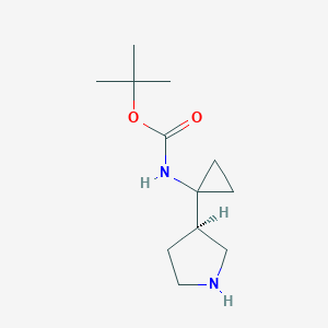 molecular formula C12H22N2O2 B2411269 (R)-叔丁基(1-(吡咯烷-3-基)环丙基)氨基甲酸酯 CAS No. 431058-52-5