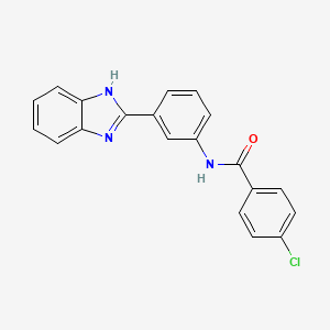 molecular formula C20H14ClN3O B2411277 N-[3-(1H-苯并咪唑-2-基)苯基]-4-氯苯甲酰胺 CAS No. 477492-94-7