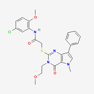 molecular formula C25H25ClN4O4S B2411281 N-(5-chloro-2-methoxyphenyl)-2-{[3-(2-methoxyethyl)-5-methyl-4-oxo-7-phenyl-4,5-dihydro-3H-pyrrolo[3,2-d]pyrimidin-2-yl]thio}acetamide CAS No. 1112035-57-0