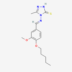 molecular formula C16H22N4O2S B2411284 4-[(E)-(3-甲氧基-4-戊氧基苯基)亚甲基氨基]-3-甲基-1H-1,2,4-三唑-5-硫酮 CAS No. 634164-17-3