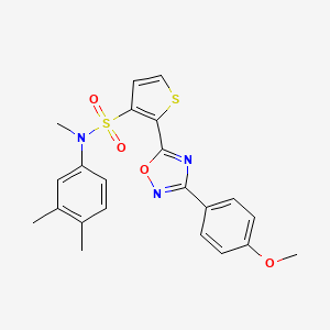 molecular formula C22H21N3O4S2 B2411292 N-(3,4-ジメチルフェニル)-2-[3-(4-メトキシフェニル)-1,2,4-オキサジアゾール-5-イル]-N-メチルチオフェン-3-スルホンアミド CAS No. 1207058-79-4