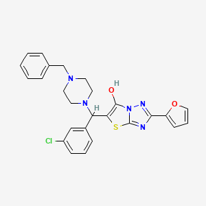 molecular formula C26H24ClN5O2S B2411296 5-((4-Benzylpiperazin-1-yl)(3-chlorophenyl)methyl)-2-(furan-2-yl)thiazolo[3,2-b][1,2,4]triazol-6-ol CAS No. 898406-89-8