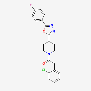 molecular formula C21H19ClFN3O2 B2411305 2-(2-Chlorophenyl)-1-(4-(5-(4-fluorophenyl)-1,3,4-oxadiazol-2-yl)piperidin-1-yl)ethanone CAS No. 1208548-70-2