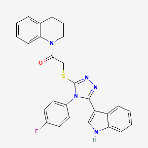 molecular formula C27H22FN5OS B2411328 1-(3,4-二氢喹啉-1(2H)-基)-2-((4-(4-氟苯基)-5-(1H-吲哚-3-基)-4H-1,2,4-三唑-3-基)硫)乙酮 CAS No. 946309-06-4