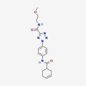 molecular formula C18H22N6O3 B2411338 2-(4-(cyclohex-3-enecarboxamido)phenyl)-N-(2-methoxyethyl)-2H-tetrazole-5-carboxamide CAS No. 1396675-92-5