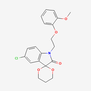 molecular formula C20H20ClNO5 B2411351 5'-Chloro-1'-(2-(2-methoxyphenoxy)ethyl)spiro[[1,3]dioxane-2,3'-indolin]-2'-one CAS No. 882393-70-6