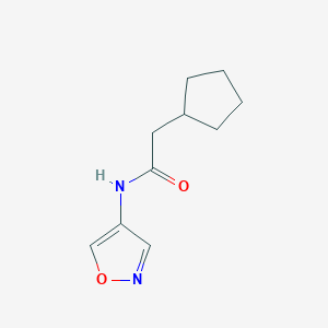 molecular formula C10H14N2O2 B2411354 2-cyclopentyl-N-(isoxazol-4-yl)acetamide CAS No. 1396677-21-6