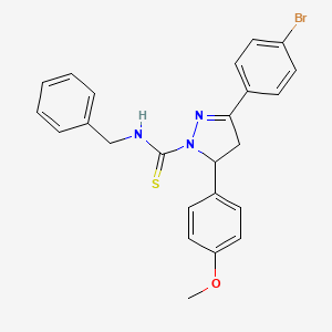 molecular formula C24H22BrN3OS B2411362 N-benzyl-3-(4-bromophenyl)-5-(4-methoxyphenyl)-4,5-dihydro-1H-pyrazole-1-carbothioamide CAS No. 394230-74-1