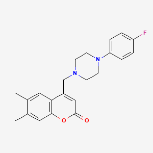 molecular formula C22H23FN2O2 B2411364 4-[[4-(4-Fluorophenyl)piperazin-1-yl]methyl]-6,7-dimethylchromen-2-one CAS No. 796060-39-4