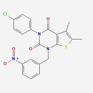 molecular formula C21H16ClN3O4S B2411375 3-(4-chlorophenyl)-5,6-dimethyl-1-(3-nitrobenzyl)thieno[2,3-d]pyrimidine-2,4(1H,3H)-dione CAS No. 687580-74-1