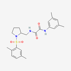 molecular formula C23H29N3O4S B2411377 N1-(3,5-dimethylphenyl)-N2-((1-((2,5-dimethylphenyl)sulfonyl)pyrrolidin-2-yl)methyl)oxalamide CAS No. 896285-13-5