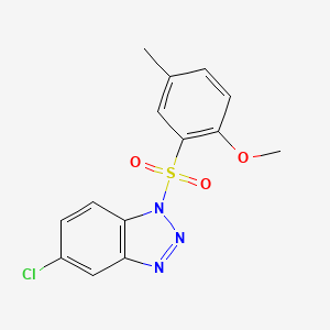molecular formula C14H12ClN3O3S B2411395 5-Chloro-1-(2-methoxy-5-methylphenyl)sulfonylbenzotriazole CAS No. 398996-51-5