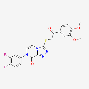 molecular formula C21H16F2N4O4S B2411400 7-(3,4-difluorophenyl)-3-((2-(3,4-dimethoxyphenyl)-2-oxoethyl)thio)-[1,2,4]triazolo[4,3-a]pyrazin-8(7H)-one CAS No. 1223936-11-5