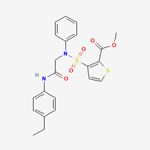 molecular formula C22H22N2O5S2 B2411407 Methyl 3-[{2-[(4-ethylphenyl)amino]-2-oxoethyl}(phenyl)sulfamoyl]thiophene-2-carboxylate CAS No. 895264-14-9