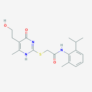 2-[[5-(2-hydroxyethyl)-6-methyl-4-oxo-1H-pyrimidin-2-yl]sulfanyl]-N-(2-methyl-6-propan-2-ylphenyl)acetamide