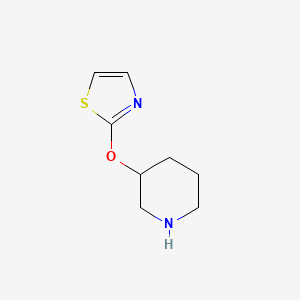 molecular formula C8H12N2OS B2411420 3-(1,3-Thiazol-2-yloxy)piperidine CAS No. 1185541-08-5