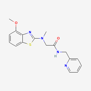 molecular formula C17H18N4O2S B2411425 2-((4-methoxybenzo[d]thiazol-2-yl)(methyl)amino)-N-(pyridin-2-ylmethyl)acetamide CAS No. 1396675-94-7