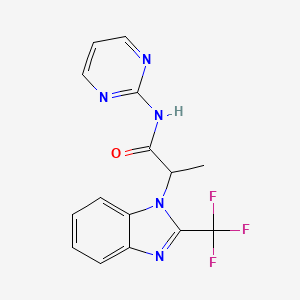 molecular formula C15H12F3N5O B2411428 N-(2-嘧啶基)-2-[2-(三氟甲基)-1H-1,3-苯并咪唑-1-基]丙酰胺 CAS No. 866131-41-1