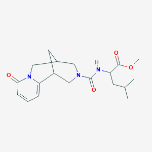molecular formula C19H27N3O4 B2411438 N-[(8-氧代-1,5,6,8-四氢-2H-1,5-甲烷吡啶并[1,2-a][1,5]二氮杂环-3(4H)-基]羰基]-亮氨酸甲酯 CAS No. 1242099-51-9