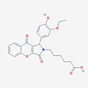 molecular formula C25H25NO7 B241144 6-[1-(3-ethoxy-4-hydroxyphenyl)-3,9-dioxo-3,9-dihydrochromeno[2,3-c]pyrrol-2(1H)-yl]hexanoic acid 