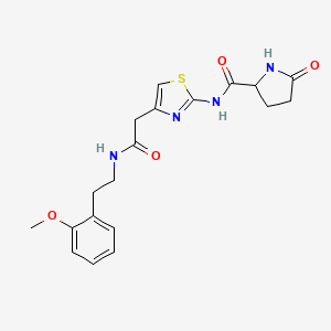 molecular formula C19H22N4O4S B2411449 N-(4-(2-((2-methoxyphenethyl)amino)-2-oxoethyl)thiazol-2-yl)-5-oxopyrrolidine-2-carboxamide CAS No. 1105692-16-7