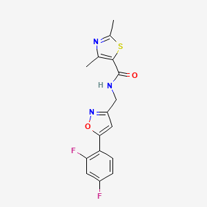 molecular formula C16H13F2N3O2S B2411450 N-((5-(2,4-difluorophenyl)isoxazol-3-yl)methyl)-2,4-dimethylthiazole-5-carboxamide CAS No. 1207029-38-6