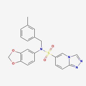 molecular formula C21H18N4O4S B2411457 N-1,3-benzodioxol-5-yl-N-(3-methylbenzyl)[1,2,4]triazolo[4,3-a]pyridine-6-sulfonamide CAS No. 1251628-29-1