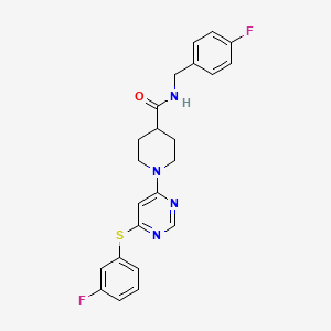 molecular formula C23H22F2N4OS B2411463 N-(4-fluorobenzyl)-1-(6-((3-fluorophenyl)thio)pyrimidin-4-yl)piperidine-4-carboxamide CAS No. 1251556-01-0