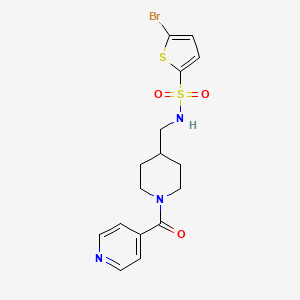 molecular formula C16H18BrN3O3S2 B2411479 5-bromo-N-((1-isonicotinoylpiperidin-4-yl)methyl)thiophene-2-sulfonamide CAS No. 1396712-09-6