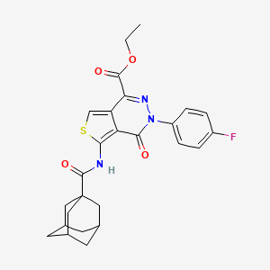 molecular formula C26H26FN3O4S B2411483 Ethyl 5-(adamantane-1-carbonylamino)-3-(4-fluorophenyl)-4-oxothieno[3,4-d]pyridazine-1-carboxylate CAS No. 851948-96-4