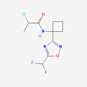 molecular formula C10H12ClF2N3O2 B2411494 2-Chloro-N-[1-[5-(difluoromethyl)-1,2,4-oxadiazol-3-yl]cyclobutyl]propanamide CAS No. 2411221-03-7