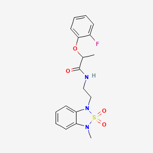 molecular formula C18H20FN3O4S B2411507 2-(2-fluorophenoxy)-N-(2-(3-methyl-2,2-dioxidobenzo[c][1,2,5]thiadiazol-1(3H)-yl)ethyl)propanamide CAS No. 2034591-94-9